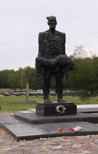 The poignant village memorial at Khatyn, where a father has discovered his limp dead child.